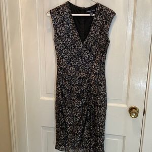 AMERICAN LIVING SIZE 4 BLACK AND GOLD RUCHED DRESS